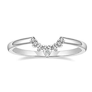 Mameloly Band for Pear & Round Shaped CZ Curved Stackable Engagement Ring